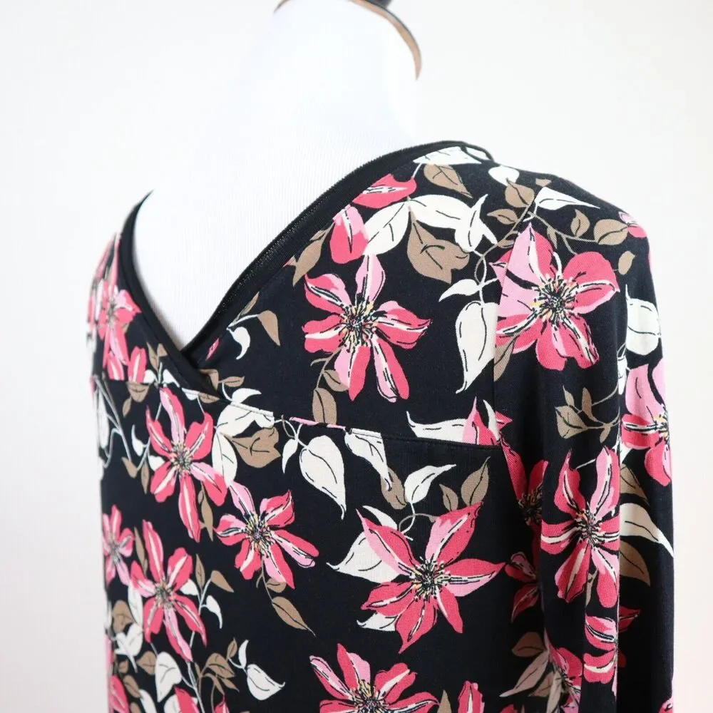 J Jill Size XS Wearever Collection Tunic Black Botanical Floral - Picture 6 of 10